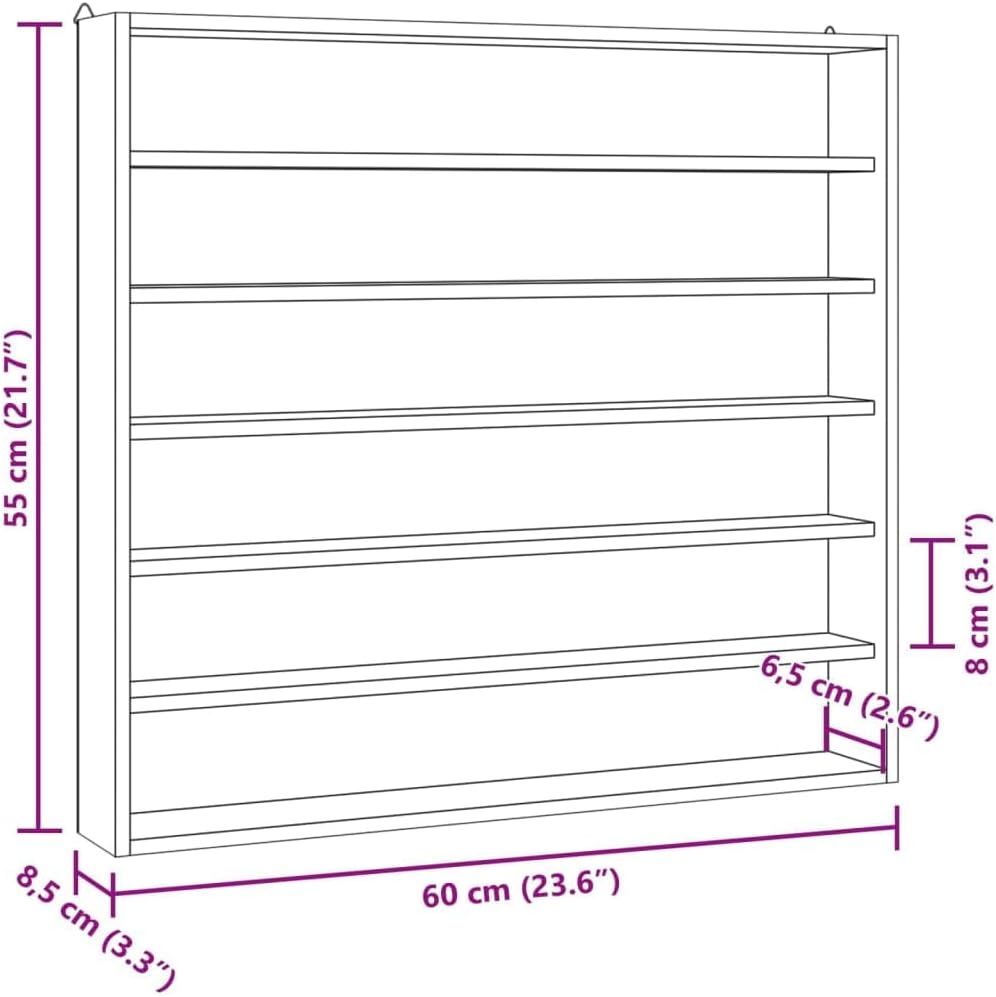 vidaXL Sammlervitrine aus Holz mit 6 Regalen, Wandvitrine für Wohnzimmer Esszimmer Schlafzimmer, Wan
