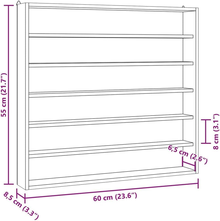 vidaXL Sammlervitrine aus Holz mit 6 Regalen, Wandvitrine für Wohnzimmer Esszimmer Schlafzimmer, Wan
