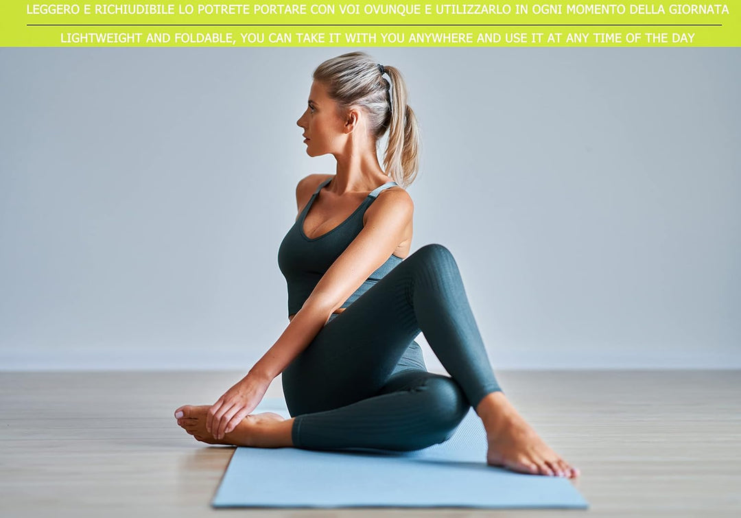 Fitnessmatte, faltbar, 175 x 50 cm, hellblau, für den Innenbereich, für Fitnessstudio oder zu Hause