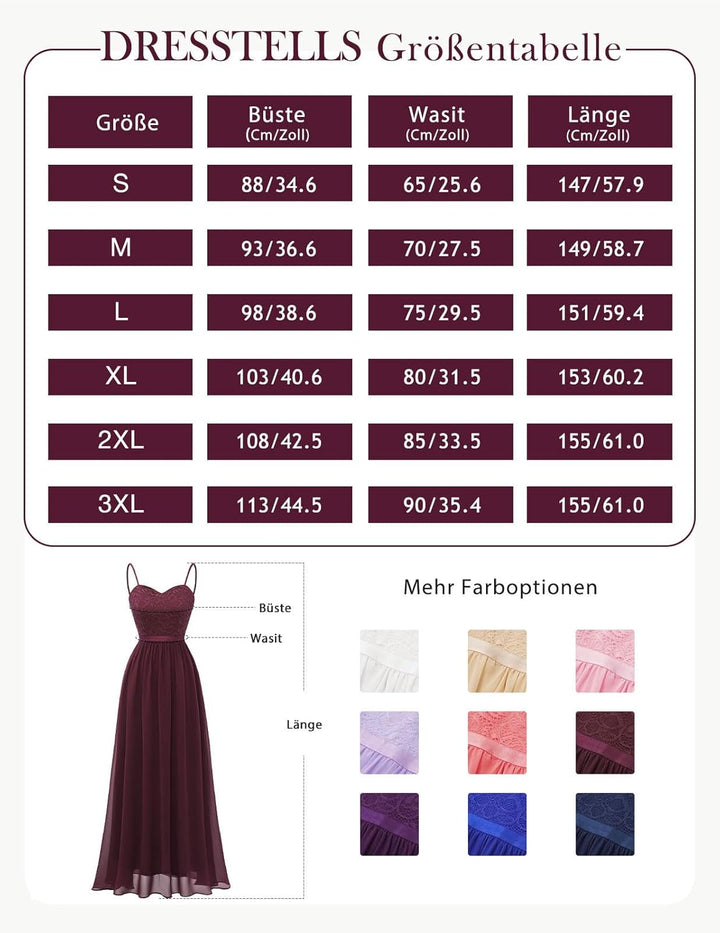 DRESSTELLS Damen Abendkleider Elegant für Hochzeit Brautjungfernkleider Lang Chiffon Brautjungfernkl