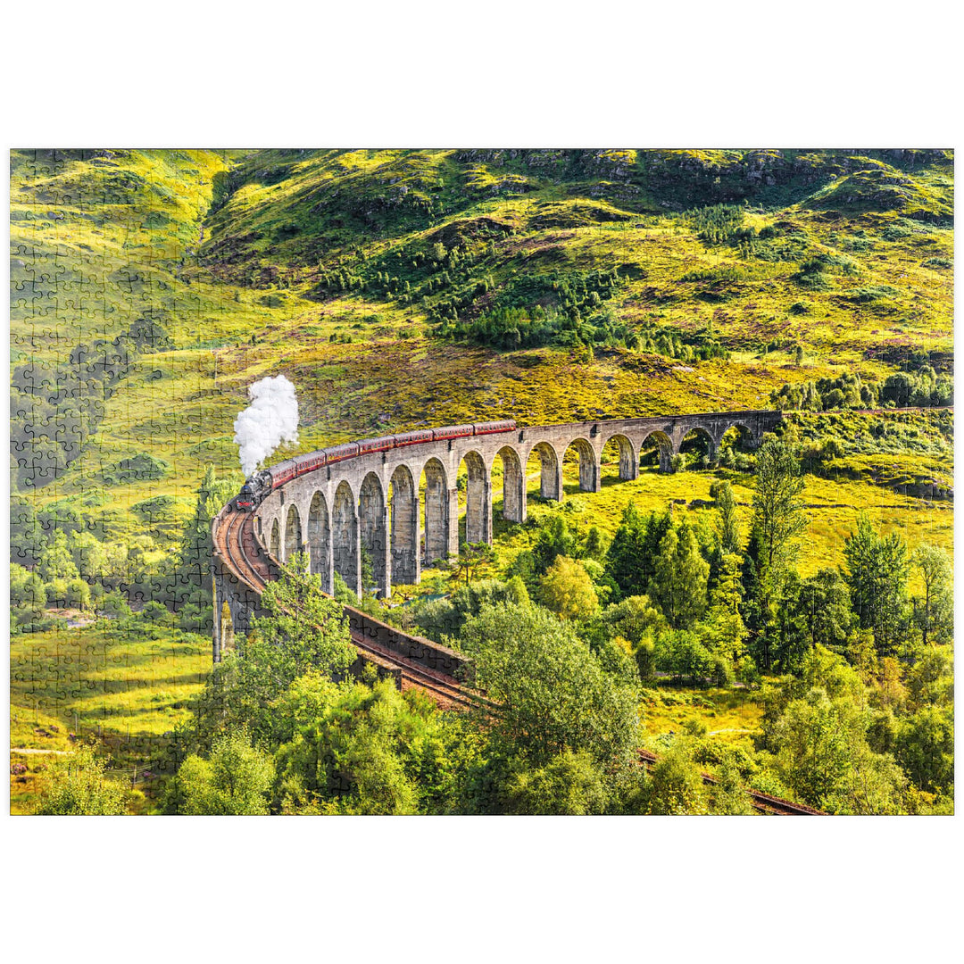 Glenfinnan Railway Viaduct mit Jacobite-Dampfzug, Schottland - Premium 1000 Teile Puzzle - MyPuzzle
