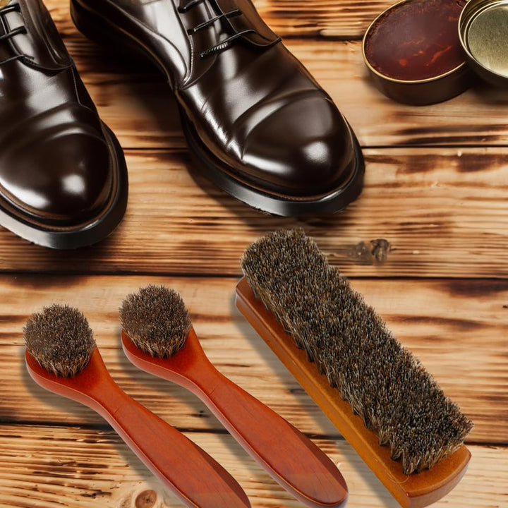 Pferdehaar Bürste,Rosshaarbürste,Schuhbürsten Set,Set of 3 Horse Hair Shoe Brushes,Lederbürste,Schuh