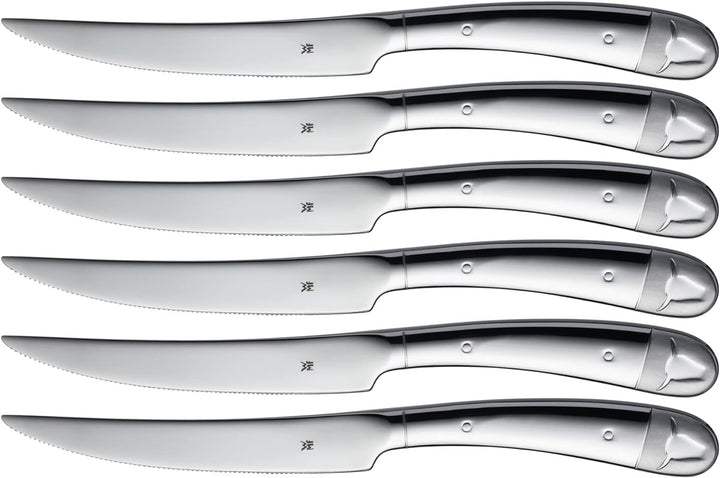 WMF Steakmesser Set 6-teilig, Pizzamesser, Cromargan Edelstahl poliert, Wellenschliff, spülmaschinen