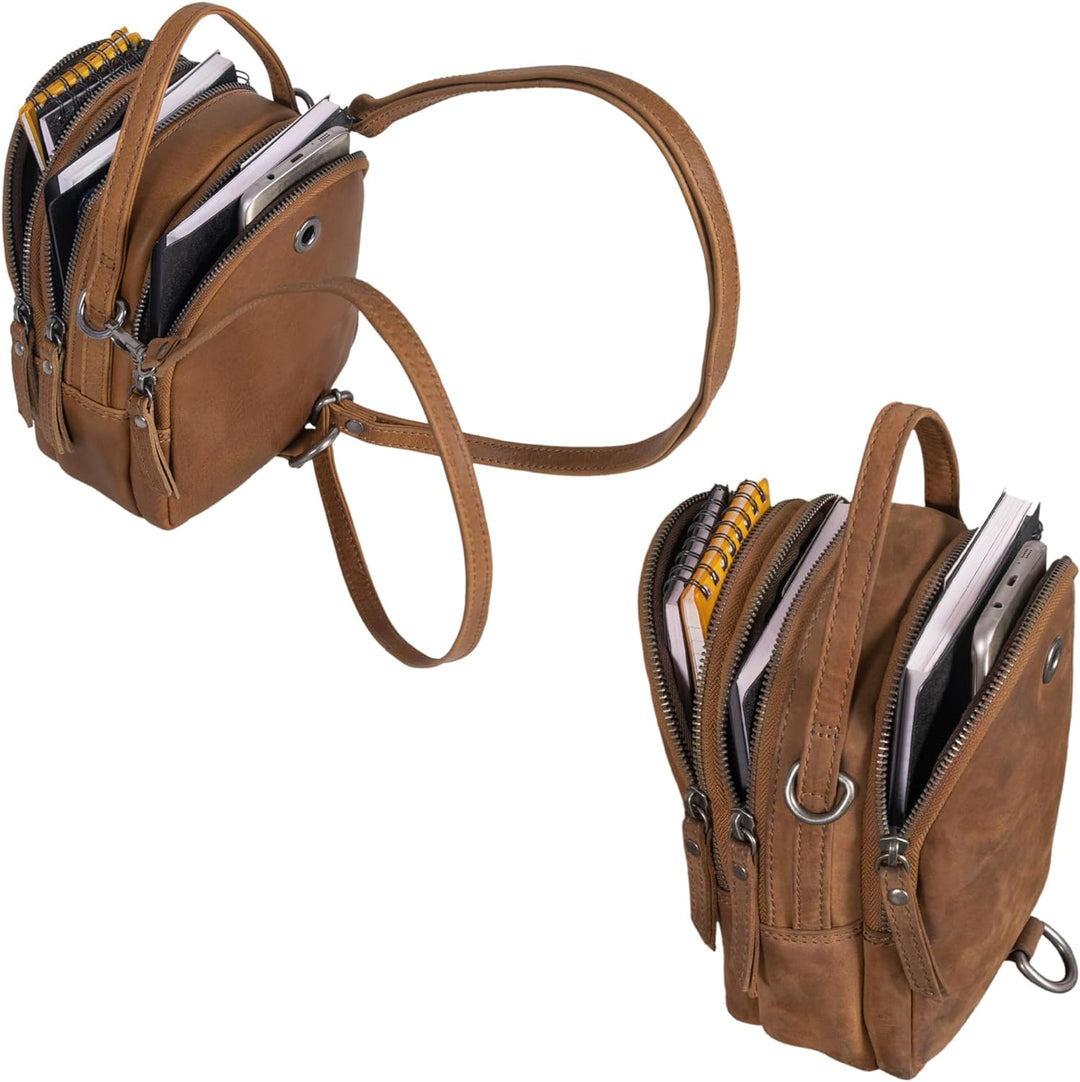 STILORD 'Stacy' Rucksack Handtasche Damen Klein Mini Daypack Lederrucksack Vintage Backpack aus Lede
