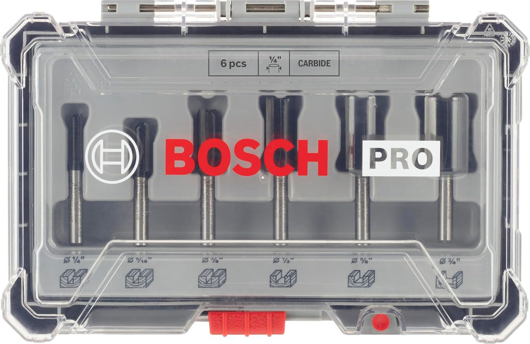 Bosch Professional 6tlg. Nutfräser Set (für Holz, für Oberfräsen mit 1/4 Zoll Schaft) 6 tlg. | Nutfr