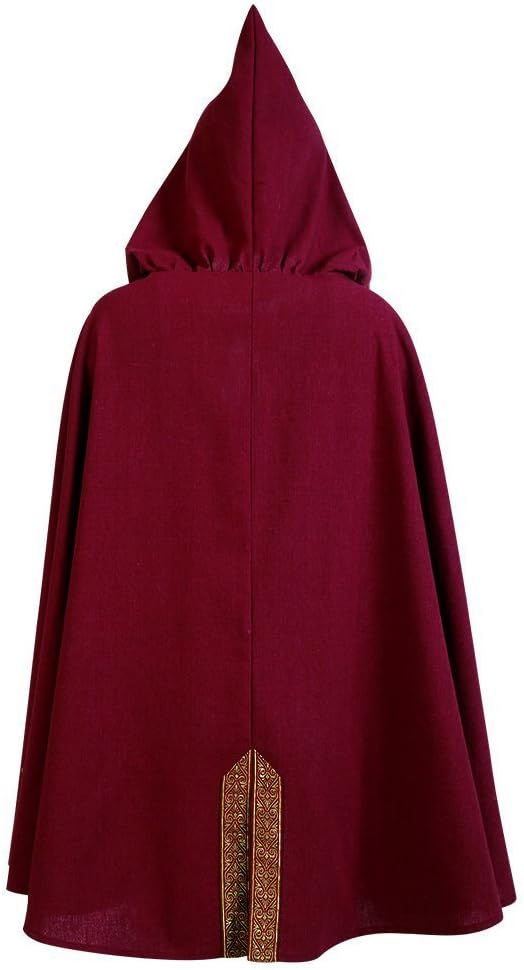 KarnevalsTeufel.de Mittelalter-Umhang edel rot mit Kapuze Verkleidung, Mittelalter LARP Gothik
