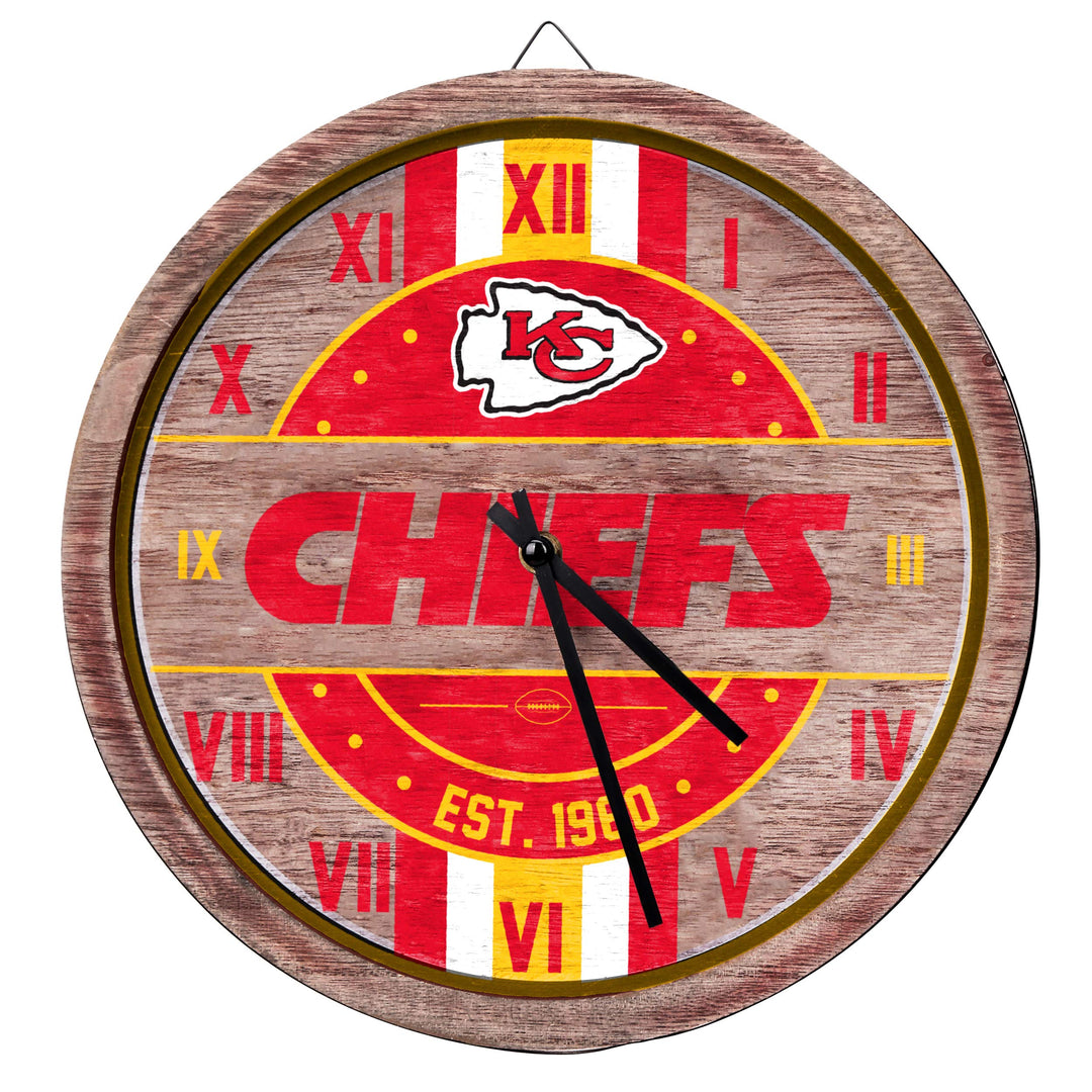 FOCO NFL Wanduhr aus Holz Kansas City Chiefs Einheitsgrösse Teamfarbe, Kansas City Chiefs Einheitsgr