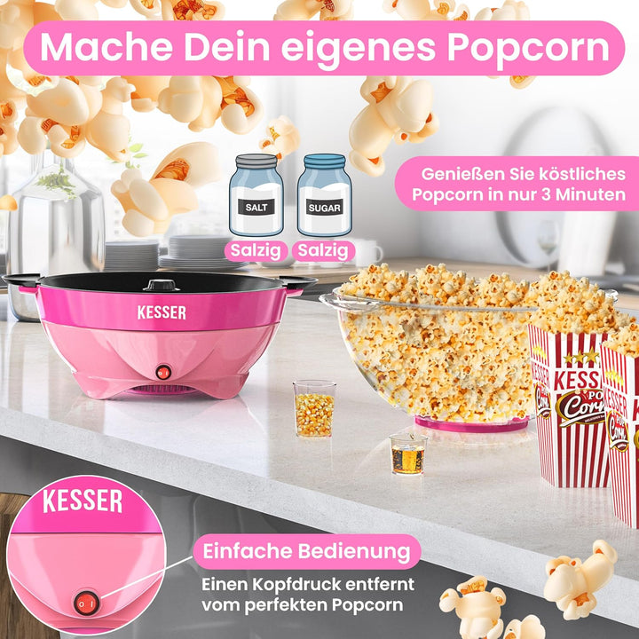 KESSER® Popcornmaschine Gross 800W Popcorn-Maker 5,5l Inhalt mit Antihaftbeschichtung Deckel & Servi