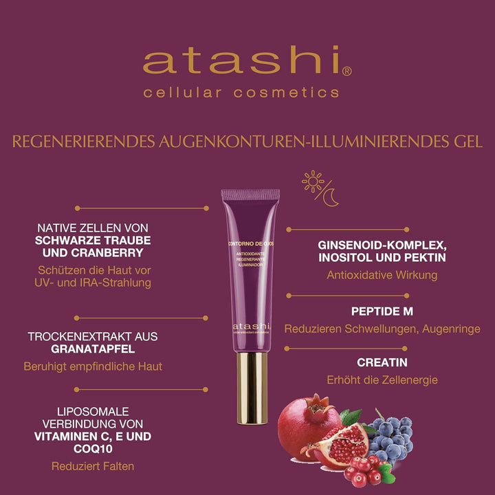 Atashi | Augenkontur aufhellender Regenerator + Augencreme Gegen Falten und Augenring | Reduziert Mi