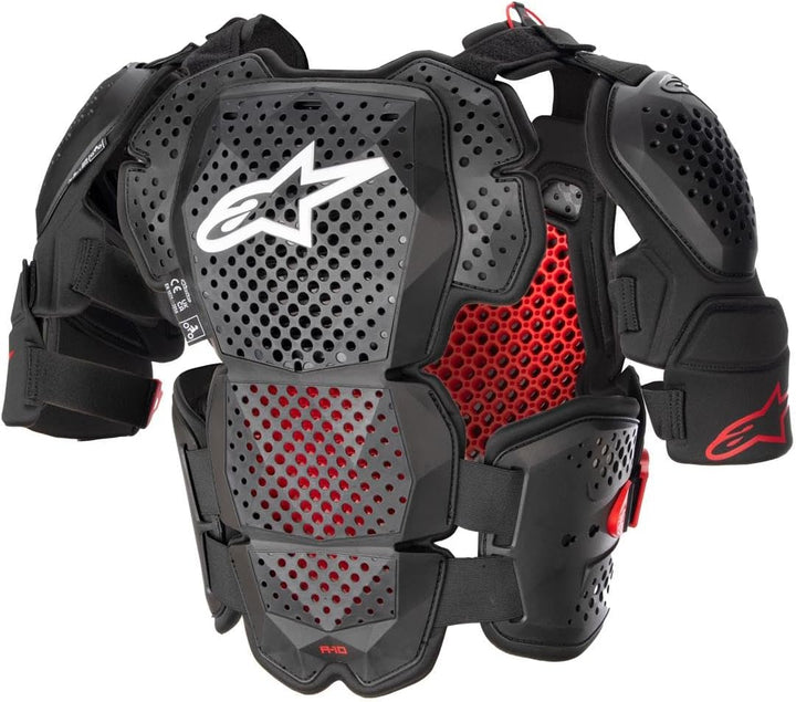 Alpinestars Brustpanzer A-10 V2 Anthrazit/Schwarz/Rot Grau XL/2XL, Grau XL/2XL