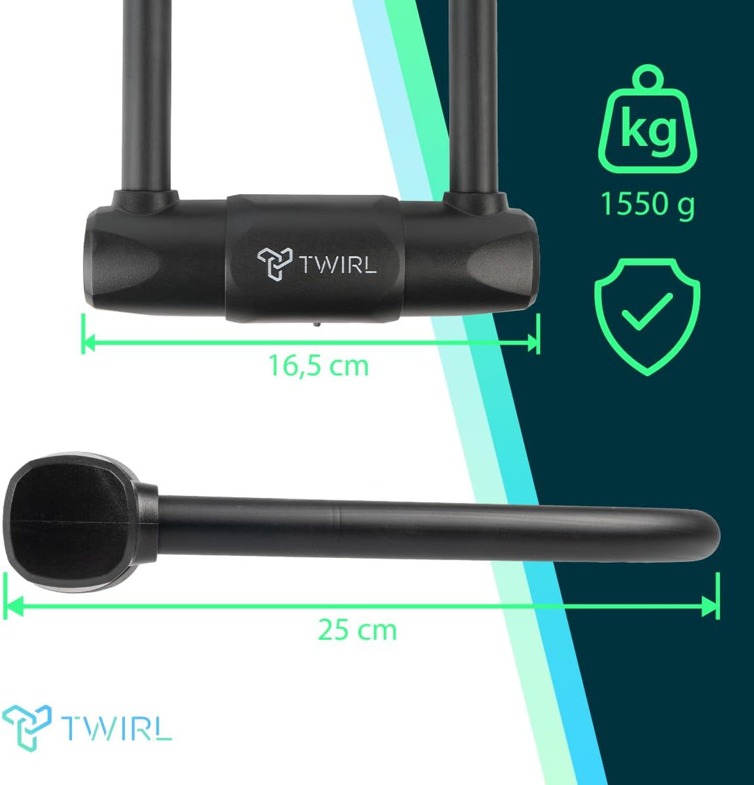 TWIRL Bügelschloss, mit Schlüssel, Zertifizierung ART-4, Stahl, schwarz