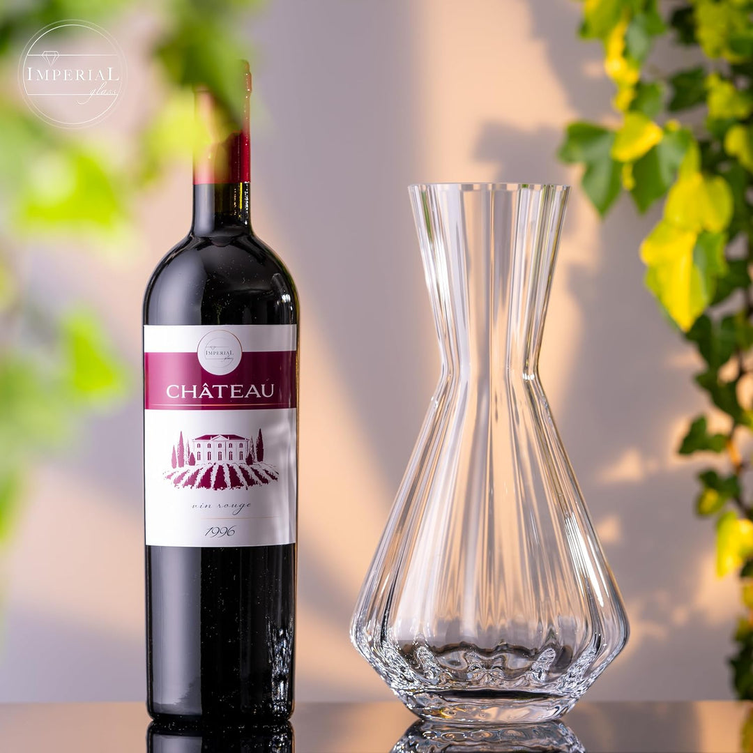 Weindekanter 1200ml – handgefertigte Karaffe aus Crystalline Glas mit gewellter Optik – Rotweinkaraf