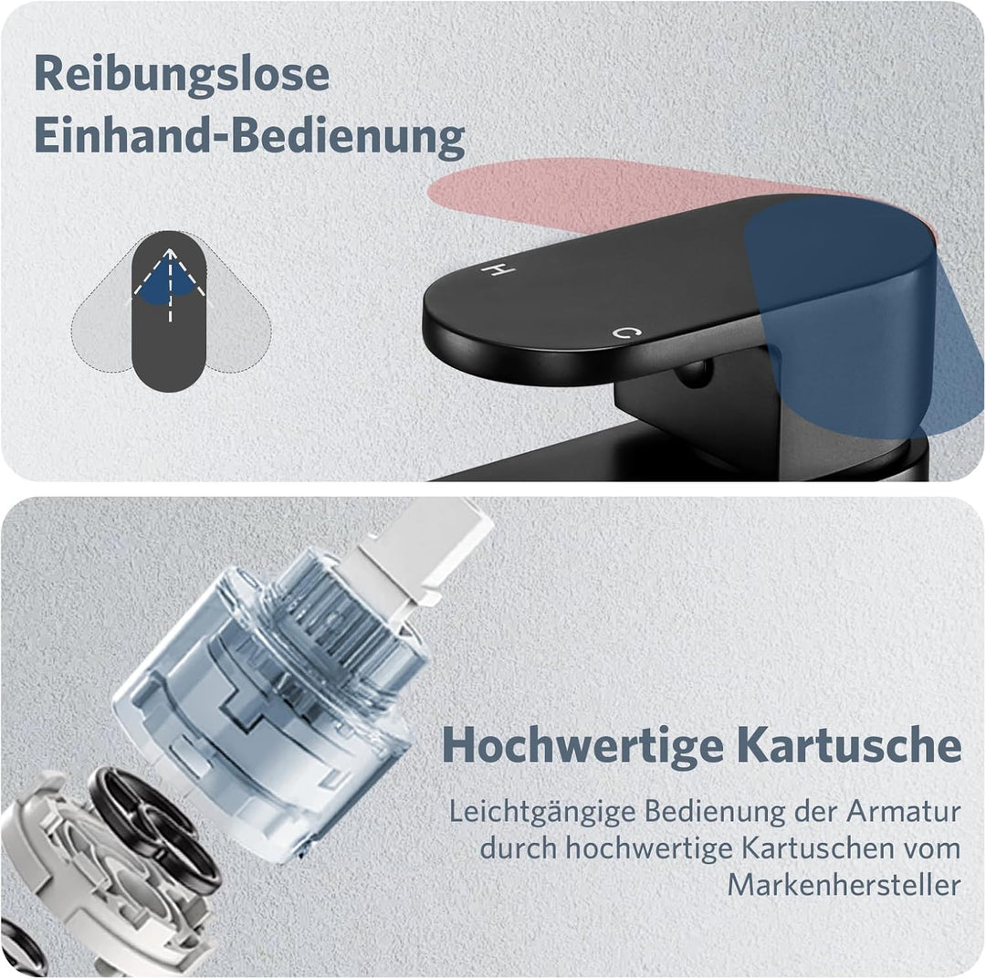 Waschtischarmatur Badarmatur Einhand-Waschtischbatterie, Wasserhahn Bad mit Auslauf Höhe 85 mm, Misc