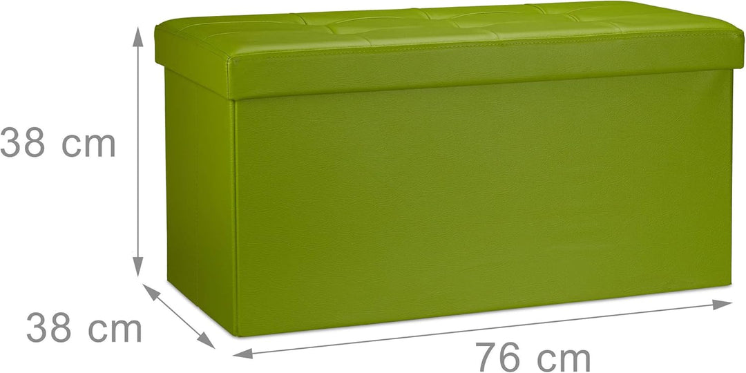 Relaxdays Faltbare Sitzbank 38 x 76 x 38 cm HxBxT, 2-Sitzer m. Stauraum, Kunstleder Sitzhocker 300 k