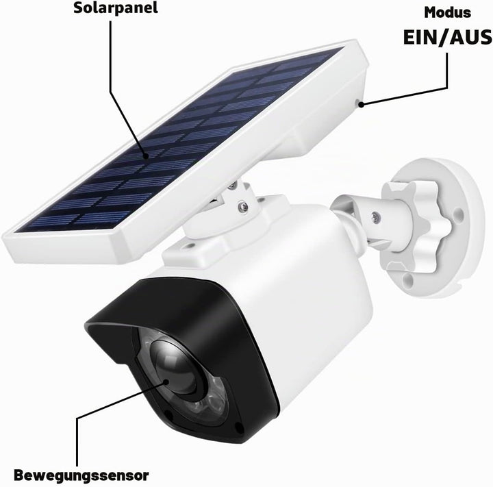 Aottom Dummy Kamera mit Solarlampe Aussen mit Bewegungsmelder, Solarbetriebene Kamera Attrappe Überw