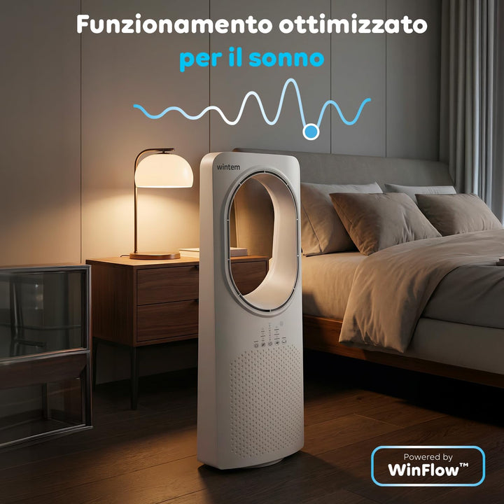 Wintem Freezy Turmventilator ohne Flügel, mit Fernbedienung und Timer, Wirbelkühler, mit Oszillation