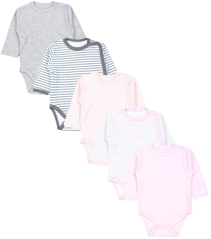 TupTam Baby Body Langarm – Wickelbody Langarm im 5er Pack aus Baumwolle für Mädchen und Jungen 56 St