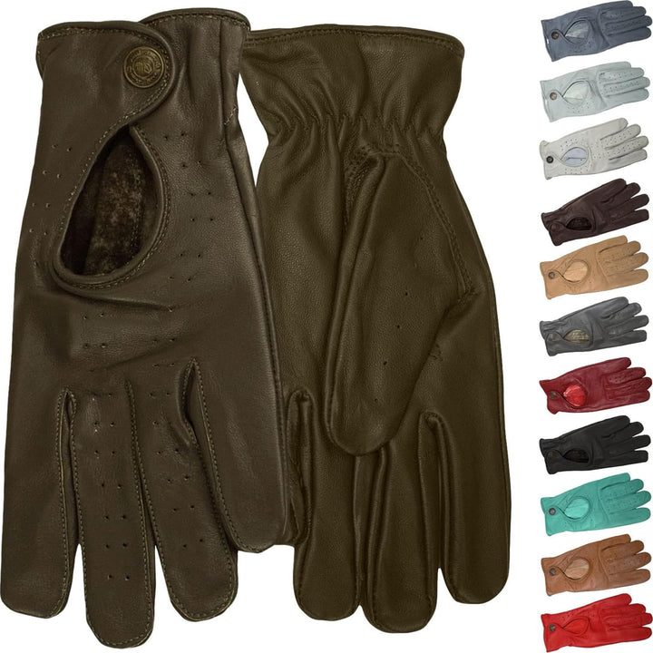 German Wear Unisex Driving Autofahrer-Handschuhe Lederhandschuhe 7=S Taupe, 7=S Taupe