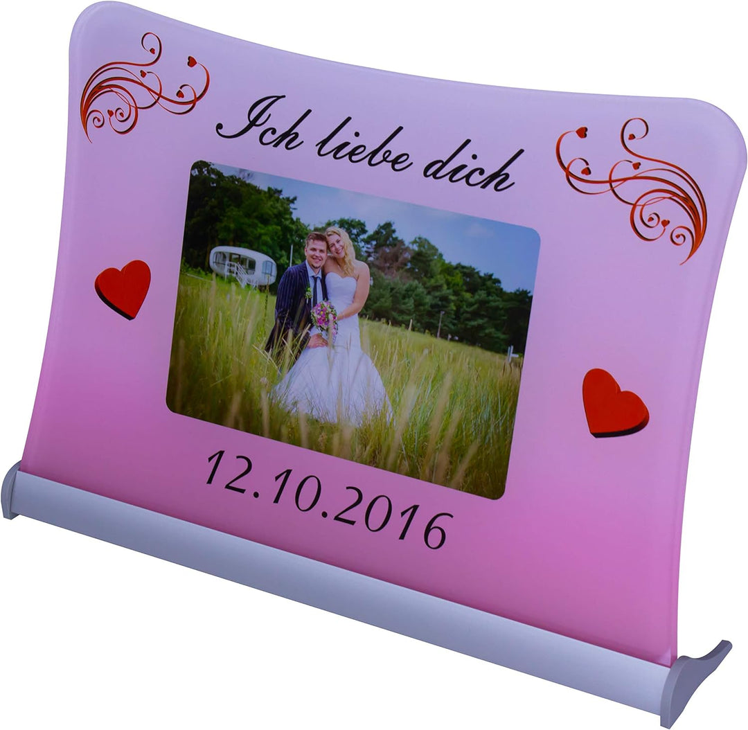 Acrylglas Schild"Ich liebe dich", mit persönlichem Fotodruck auf 6 mm Glas/personalisierbar Uv-druck