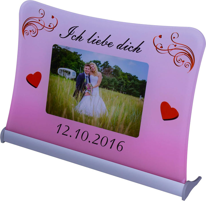 Acrylglas Schild"Ich liebe dich", mit persönlichem Fotodruck auf 6 mm Glas/personalisierbar Uv-druck