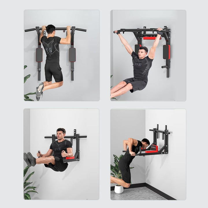 Luckyone Multifunktionale Klimmzugstange zur Wandmontage, Dip-Station für Heimstudio, Indoor-Trainin