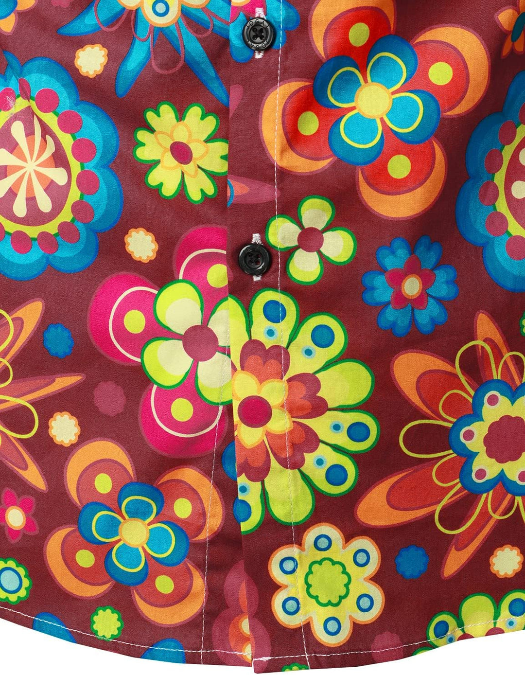 JOGAL Herren Regular Fit Floral Business Hemd Langarm Button Down Print Freizeithemd M Weinrot, M We