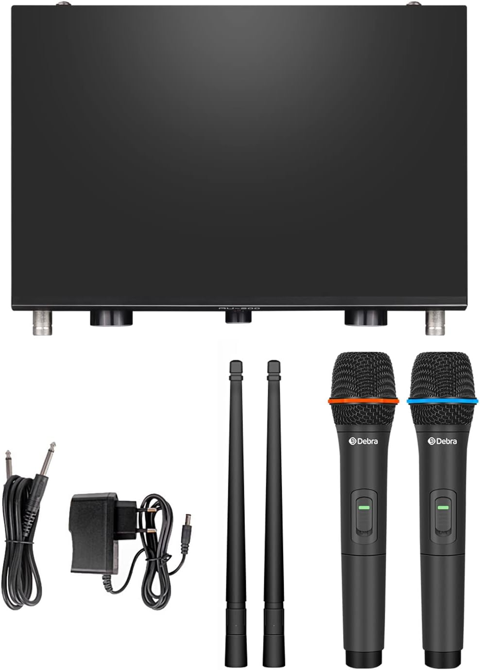 D Debra Audio AU200 Pro UHF 2-Kanal-Drahtlos-Mikrofonsystem mit schnurlosen Lavalier-Headset-Mikrofo