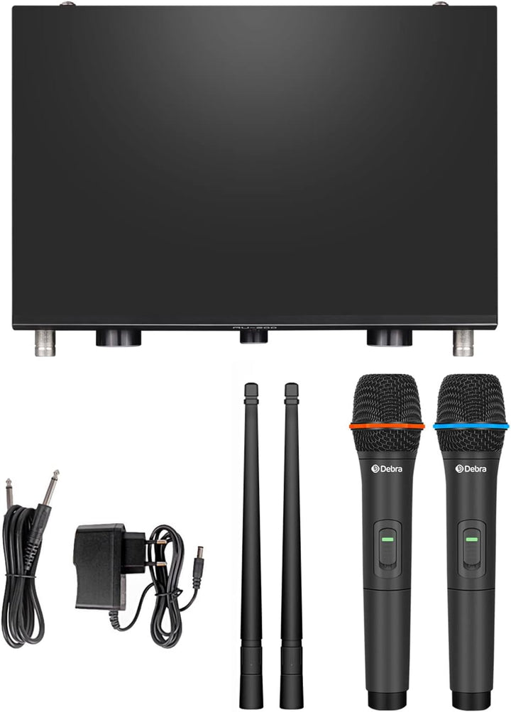 D Debra Audio AU200 Pro UHF 2-Kanal-Drahtlos-Mikrofonsystem mit schnurlosen Lavalier-Headset-Mikrofo