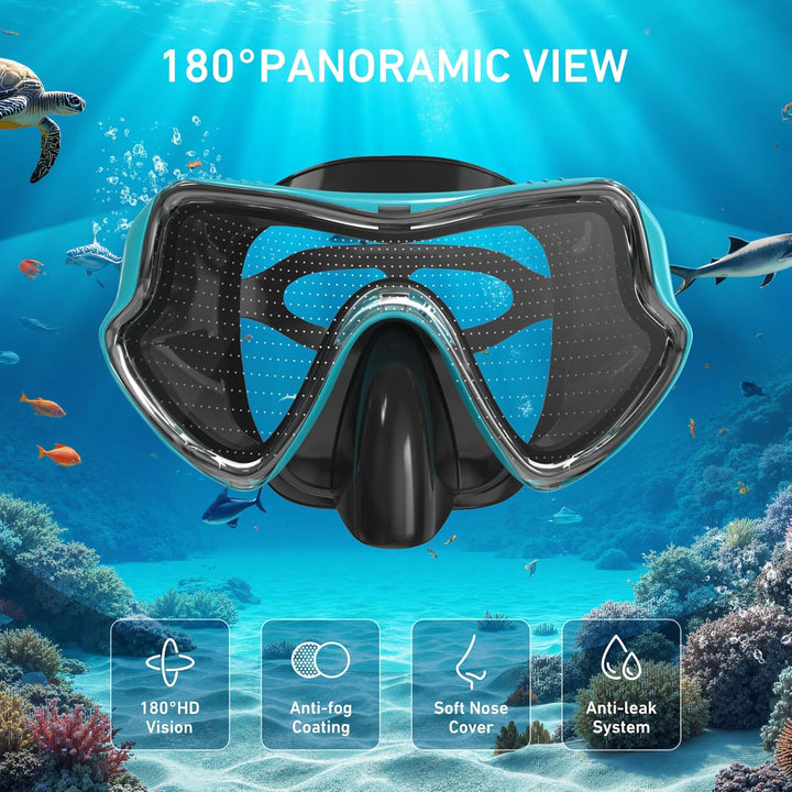 G2RISE SN02 Schnorchelset Erwachsene - Tauchermaske Taucherbrille Trockenschnorchel mit Breath Easy