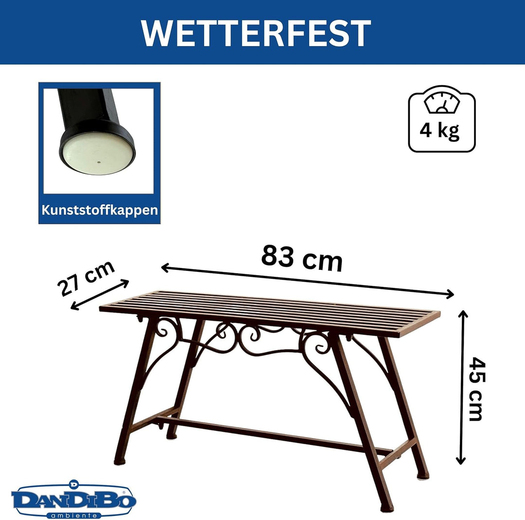 San Marco Gartenbank Wetterfest Metall - 83 cm Sitzbank mit Ornamenten Cucciu S - Robuste Eisenbank