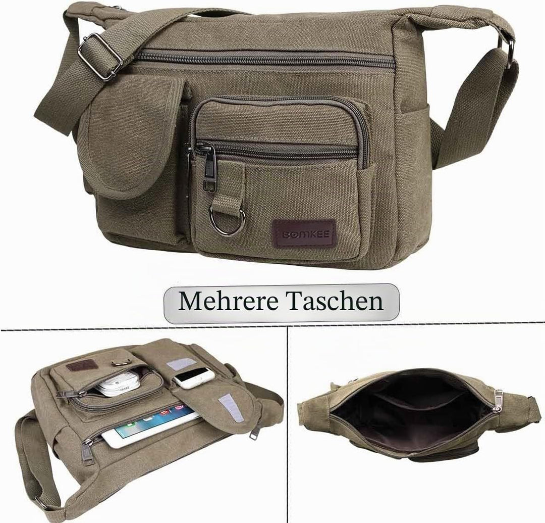 Wasserdicht Canvas Crossbody Tasche Umhängetasche Satchel Schulter Sling Arbeitstasche Bookbag für M
