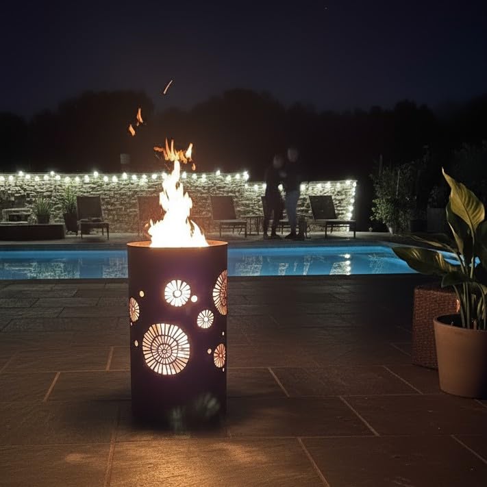 TiKo-Design® Feuertonne Feuerkorb mit Retro Motiv