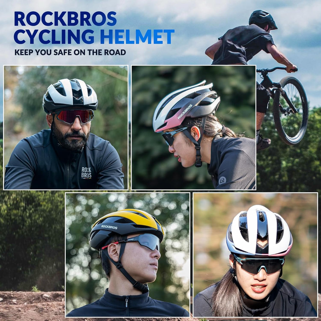 ROCKBROS Fahrradhelm Rennradhelm Leichter Radhelm M/L 55-61 cm Verstellbarer Allround-Helm Belüftung