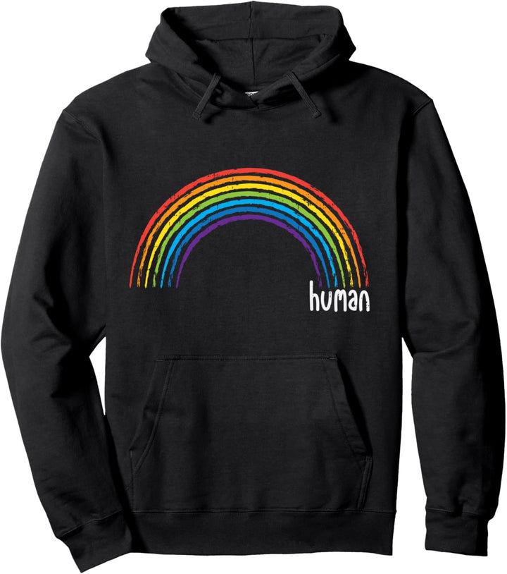 Rainbow Human LGBT Pride Flag Cute Lesbian Gay Bi Trans Gift Pullover Hoodie
