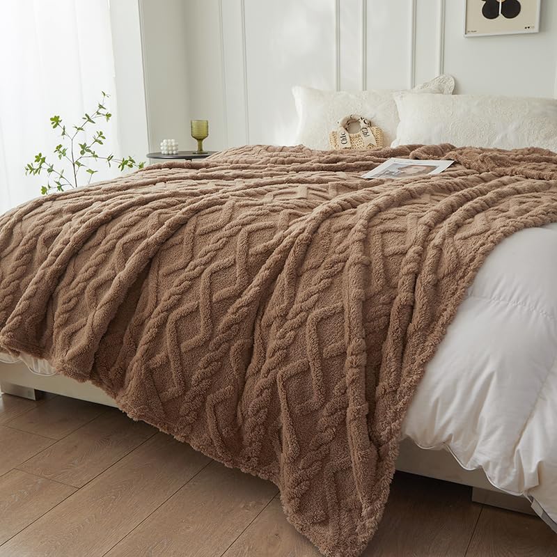 WONGS BEDDING Kuscheldecke 150x200 Wohndecke Lammdecke Flauschige Weiche Sofadecke Fleecedecke Couch