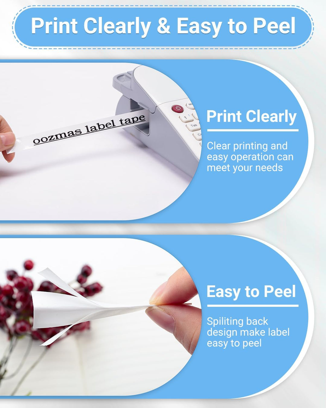 Oozmas TZe231 12mm 0.47 Laminated White Schriftband Kompatibel mit Brother P-Touch Bänder, TZe-231 K