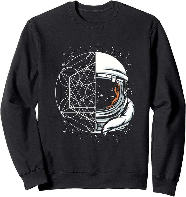 Geometrische Muster als Mandala kombiniert mit Raumfahrt Sweatshirt