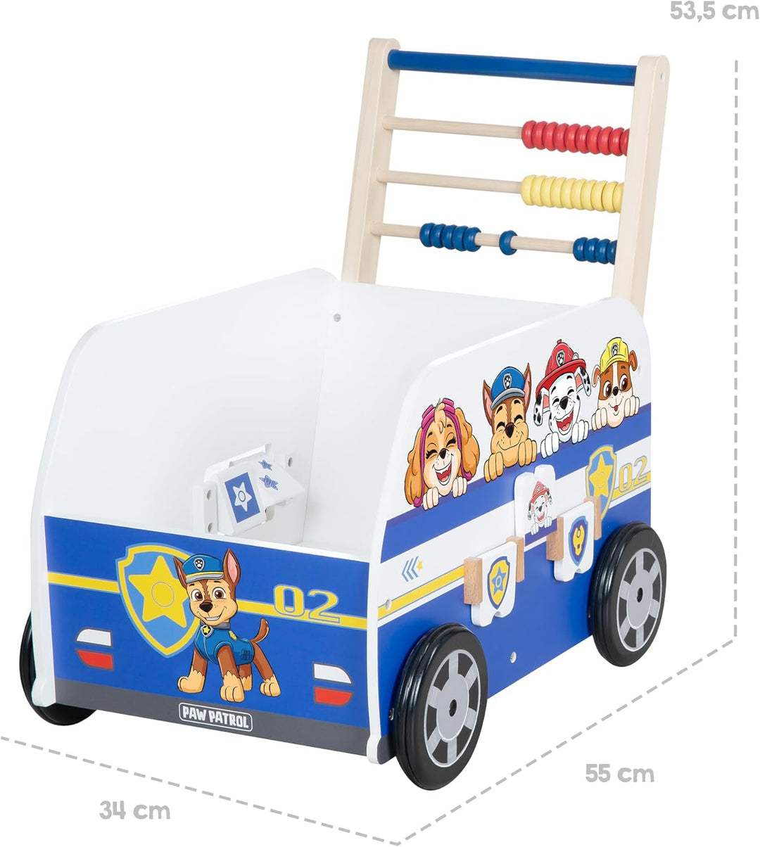roba Bully-Schiebebus Paw Patrol für Kinder - Lauflernwagen/Puppenwagen aus Holz mit Spielfunktionen
