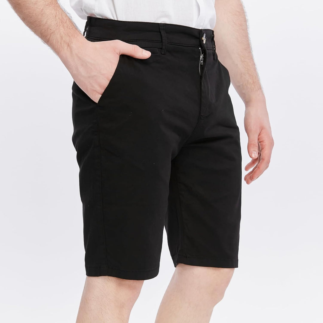 Xact Herren Premium massgeschneiderte Stretch Chino Shorts 32W Schwarz, 32W Schwarz