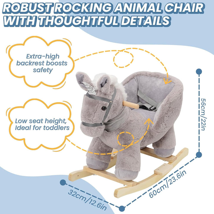 Schaukelpferd ab 6 Monate Schaukeltier Schaukel das Pferd Baby mit Sicherheitsgurte Rocking Horse Ge