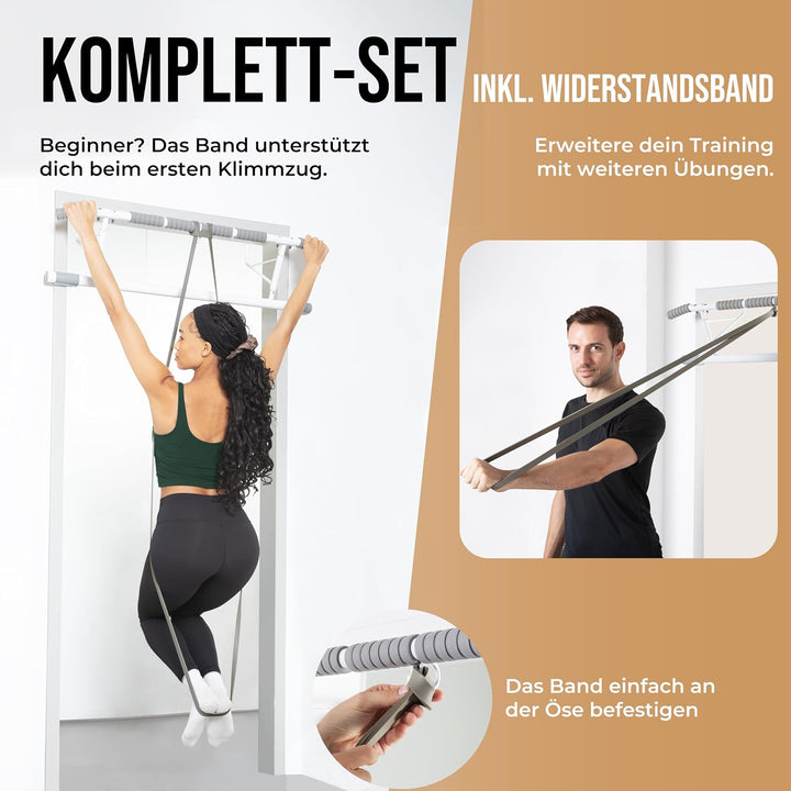 KIANA Sports Klimmzugstange für Türrahmen ohne Bohren & ohne Schrauben | Pull Up Bar Tür bis 150kg |
