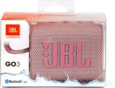 JBL GO 3 kleine Bluetooth Box in Pink – Wasserfester, tragbarer Lautsprecher für unterwegs – Bis zu