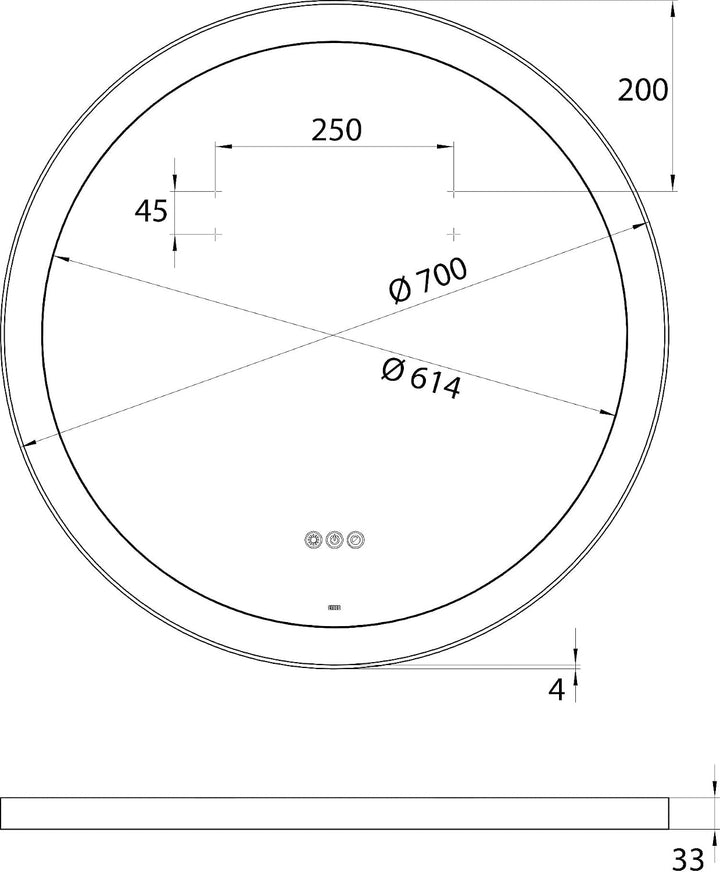 Emco Round LED-Rahmenspiegel, Ø 700 mm, Weiss