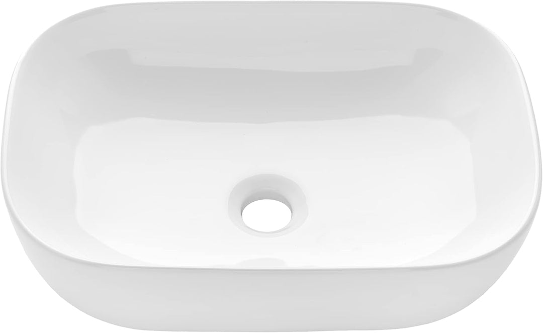 VBChome Waschbecken 45,5 x 32 cm Keramik Weiss Oval Waschtisch Handwaschbecken Aufsatzwaschbecken Wa