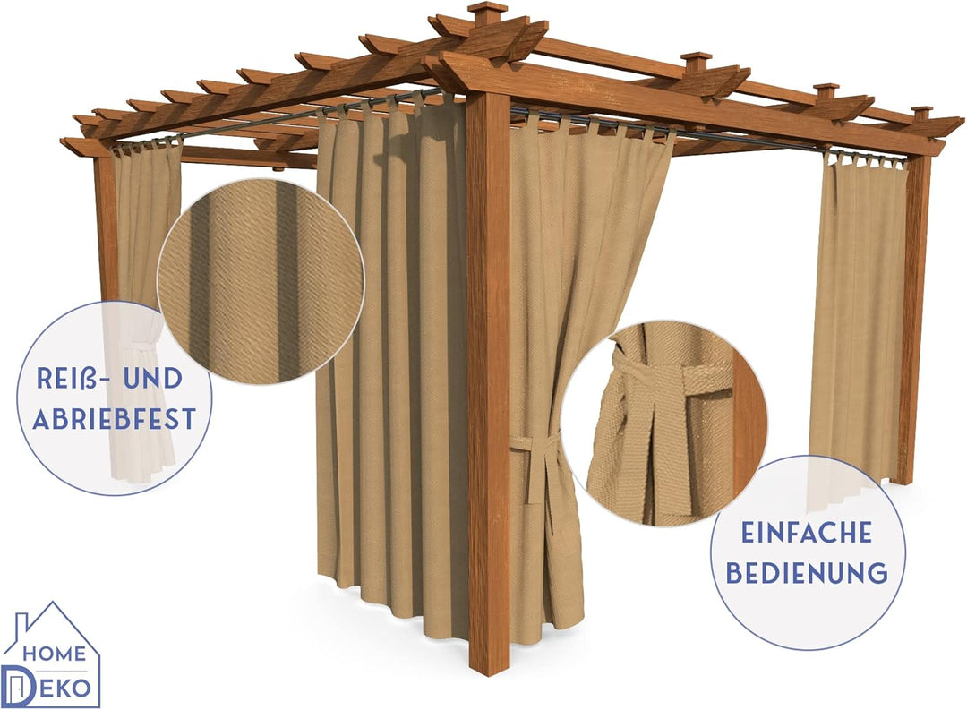 HOME DEKO Terrassenvorhang, Wasserdichter Gartenvorhang für Terrasse, Balkon, Pergola & Pavillon, Sc