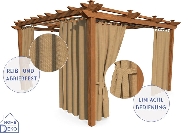 HOME DEKO Terrassenvorhang, Wasserdichter Gartenvorhang für Terrasse, Balkon, Pergola & Pavillon, Sc