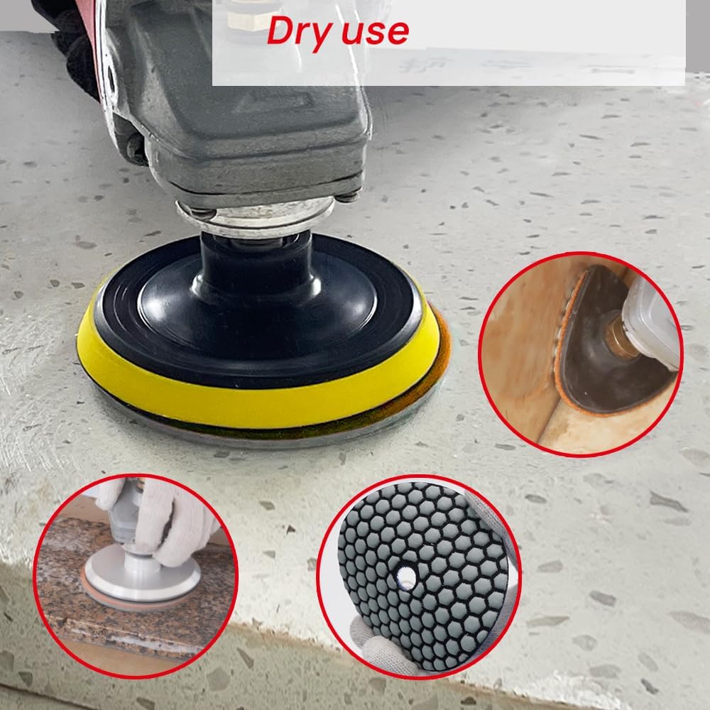 DT-DIATOOL Trockene Diamant Schleifpad 100mm 8 Stücke #100 für Granit Marmor Keramik Körnung 100, Kö