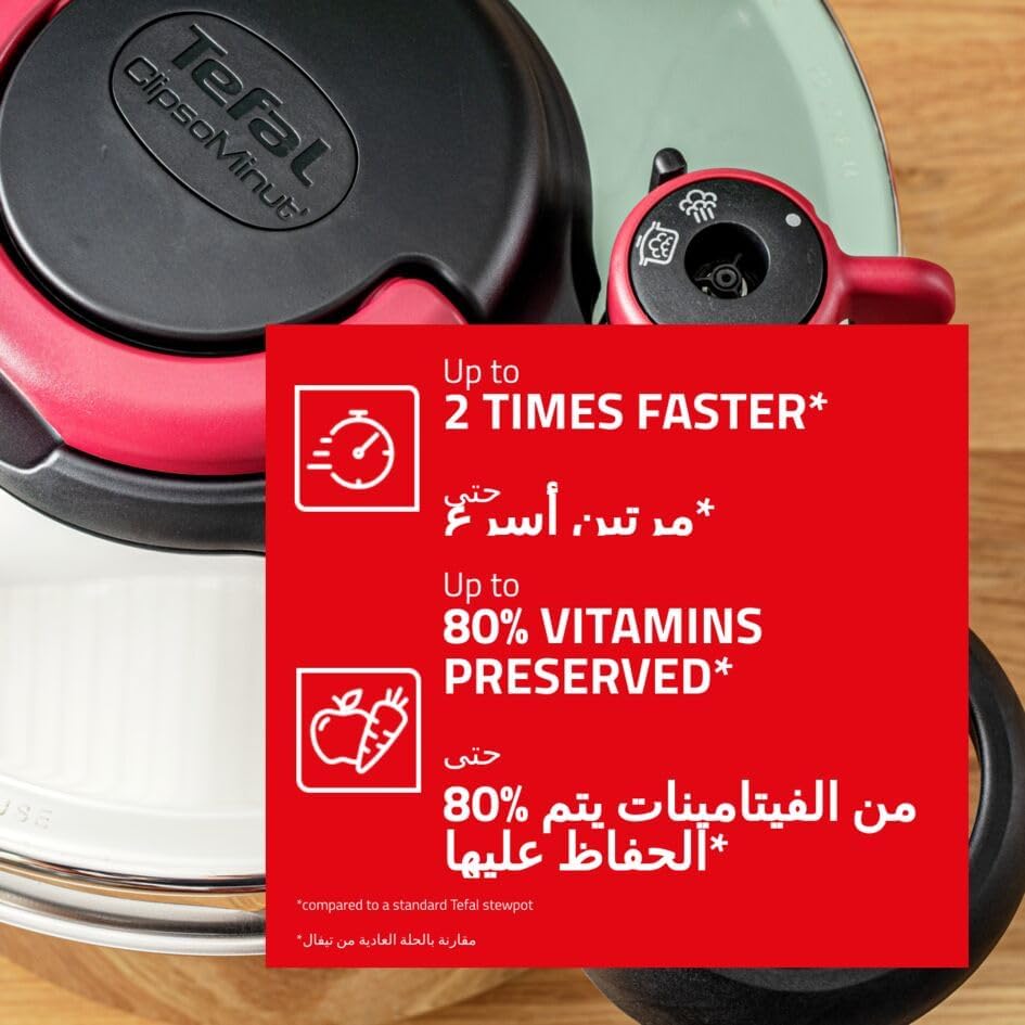 Tefal Clipso Minut Easy Druckkochtopf, Edelstahl, bunt, 22 cm, 6 l