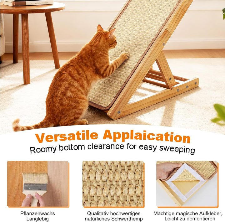 Kratzbrett Katze – Verstellbares &amp; faltbares Kratzmöbel, 50x28,5cm aus stabilem Holz – Kratzzeug zum