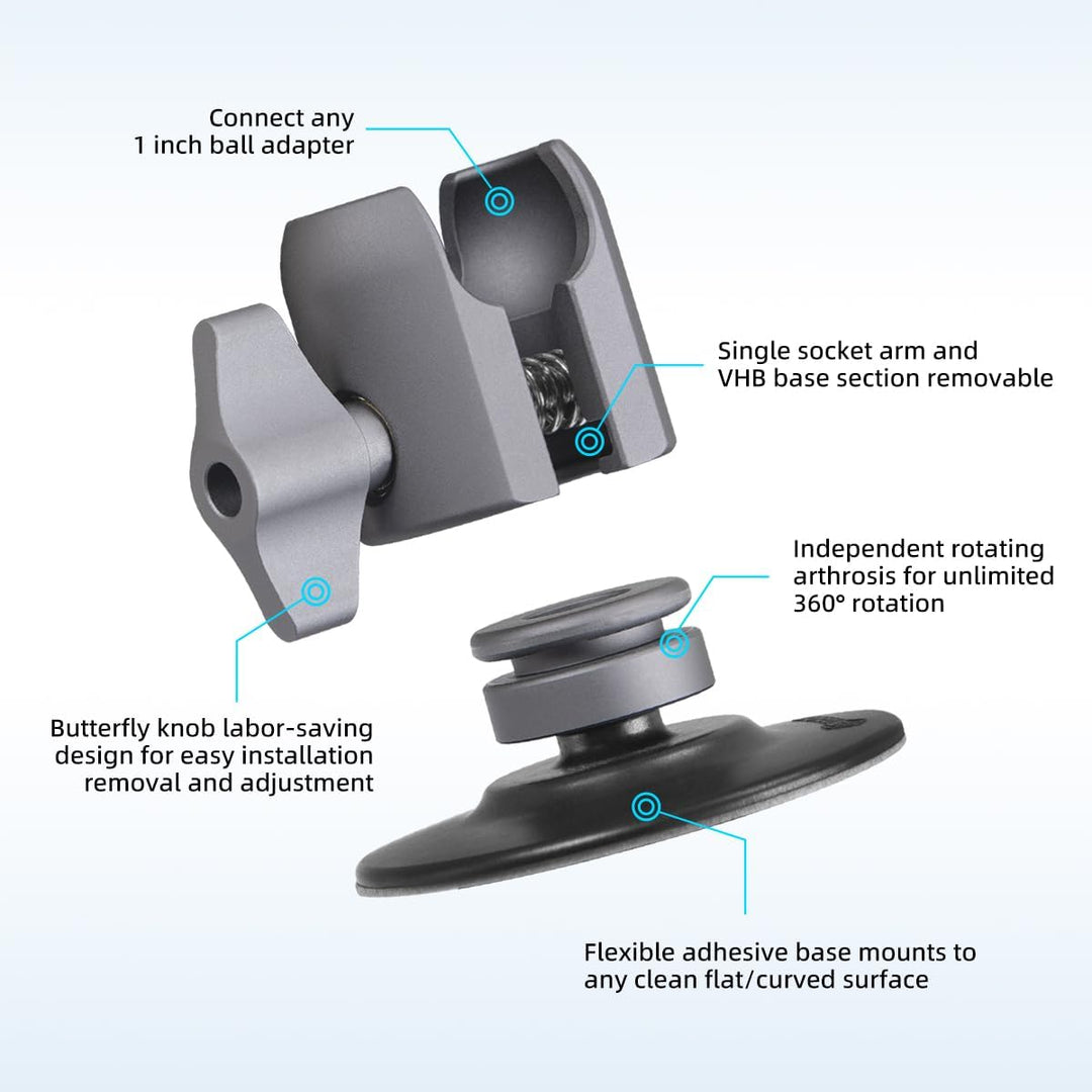 FANAUE Verbindungsarm mit Klebende Kugelkopfbasis Kompatibel mit RAM Mount B Grösse 1" Kugelkopf Ada